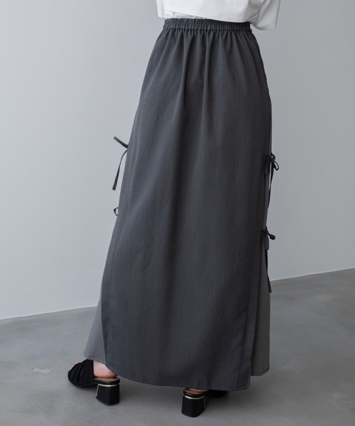 VACANCY(ヴァカンシー)の「サイドリボン配色ロングスカート(スカート・レディース・ブラック/グレー・LARGE/MEDIUM)」の12枚目の写真