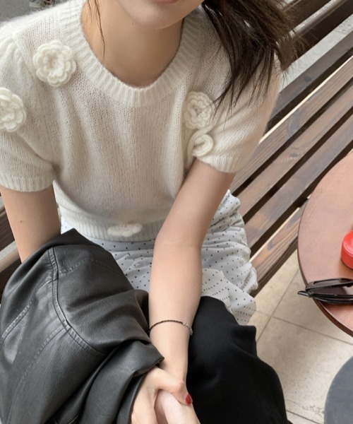 Vipoa(ヴィポア)の「flower decoration summer knit(ニット/セーター・レディース・アイボリー/ブルー・FREE)」の18枚目の写真