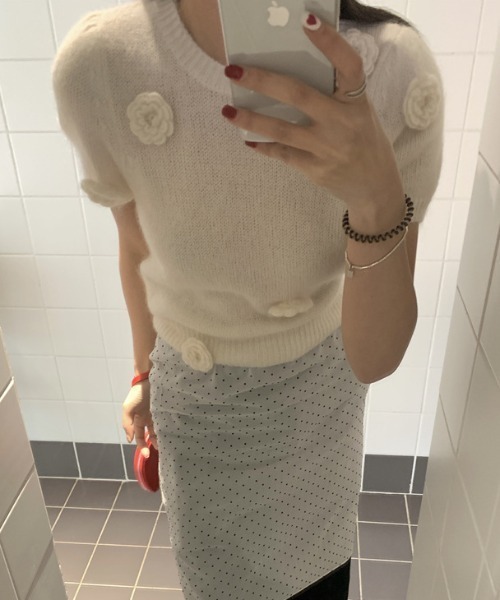 Vipoa(ヴィポア)の「flower decoration summer knit(ニット/セーター・レディース・アイボリー/ブルー・FREE)」の8枚目の写真