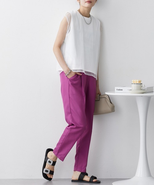 nissen(ニッセン)の「【販売終了】チュールレイヤードスリーブTシャツ(Tシャツ/カットソー・レディース・ベージュ/オフホワイト/ブラック・L/M)」の14枚目の写真