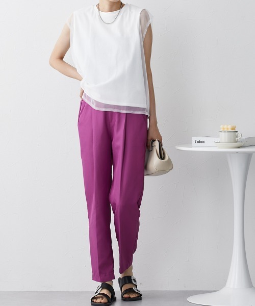 nissen(ニッセン)の「【販売終了】チュールレイヤードスリーブTシャツ(Tシャツ/カットソー・レディース・ベージュ/オフホワイト/ブラック・L/M)」の12枚目の写真