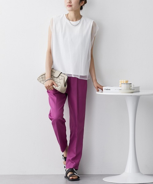 nissen(ニッセン)の「【販売終了】チュールレイヤードスリーブTシャツ(Tシャツ/カットソー・レディース・ベージュ/オフホワイト/ブラック・L/M)」の15枚目の写真