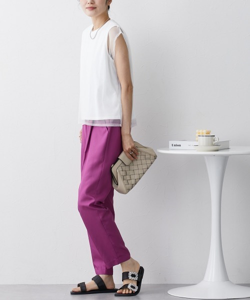 nissen(ニッセン)の「【販売終了】チュールレイヤードスリーブTシャツ(Tシャツ/カットソー・レディース・ベージュ/オフホワイト/ブラック・L/M)」の11枚目の写真