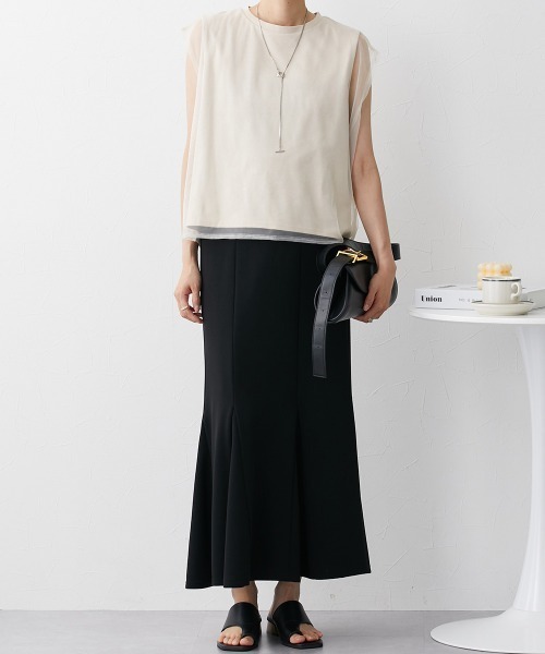 nissen(ニッセン)の「【販売終了】チュールレイヤードスリーブTシャツ(Tシャツ/カットソー・レディース・ベージュ/オフホワイト/ブラック・L/M)」の20枚目の写真