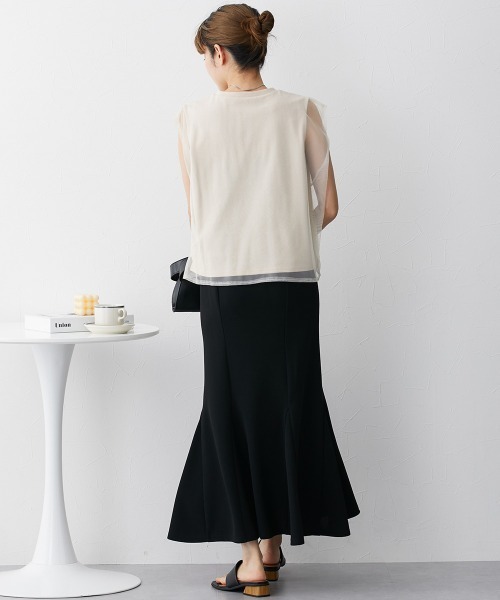 nissen(ニッセン)の「【販売終了】チュールレイヤードスリーブTシャツ(Tシャツ/カットソー・レディース・ベージュ/オフホワイト/ブラック・L/M)」の21枚目の写真