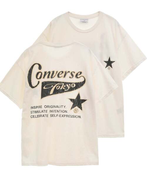 CONVERSE TOKYO(コンバーストウキョウ)の「PIGMENT DYE BACK PRINT TEE(Tシャツ/カットソー・レディース・ブルー/ホワイト/ブラック/パープル/ネイビー・MEDIUM/SMALL)」の2枚目の写真
