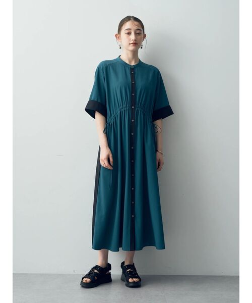 Editt by YECCA VECCA（エディットバイイェッカヴェッカ）の「ドロストデザインシャツワンピース（シャツワンピース・レディース・ブラック/カーキ/グリーン・FREE）」の5枚目の写真