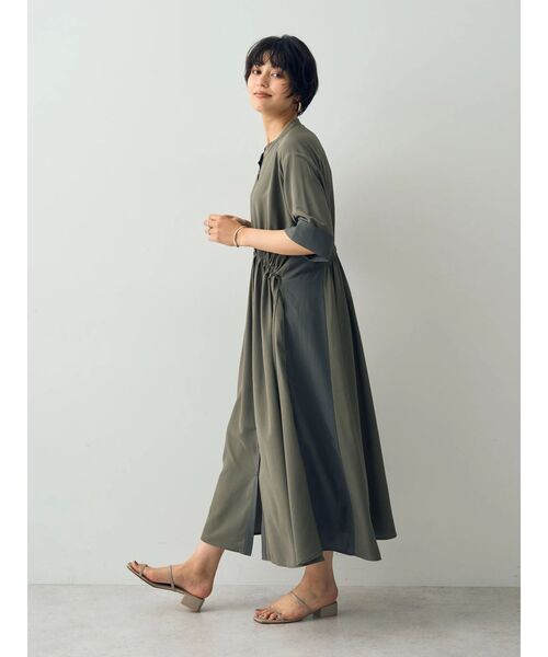 Editt by YECCA VECCA（エディットバイイェッカヴェッカ）の「ドロストデザインシャツワンピース（シャツワンピース・レディース・ブラック/カーキ/グリーン・FREE）」の21枚目の写真