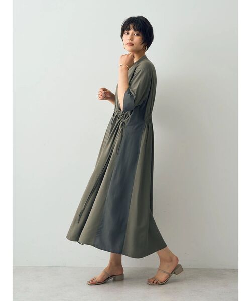 Editt by YECCA VECCA（エディットバイイェッカヴェッカ）の「ドロストデザインシャツワンピース（シャツワンピース・レディース・ブラック/カーキ/グリーン・FREE）」の20枚目の写真