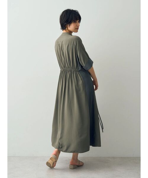 Editt by YECCA VECCA（エディットバイイェッカヴェッカ）の「ドロストデザインシャツワンピース（シャツワンピース・レディース・ブラック/カーキ/グリーン・FREE）」の19枚目の写真