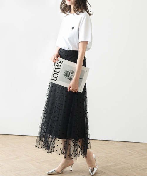 AMELY(エミリー)の「ドットチュールフレアスカート(スカート・レディース・グレー/アイボリー/ブラック/ネイビー・L/M)」の20枚目の写真