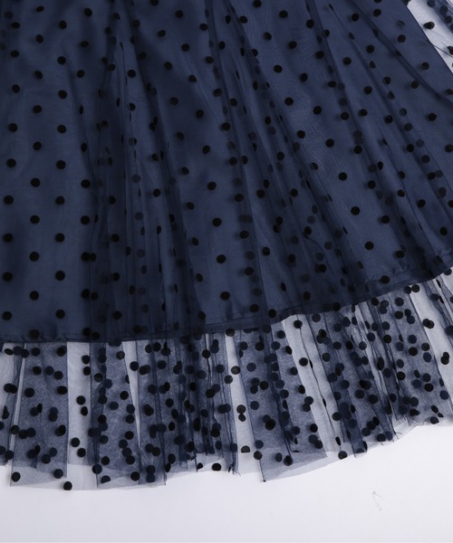 AMELY(エミリー)の「ドットチュールフレアスカート(スカート・レディース・グレー/アイボリー/ブラック/ネイビー・L/M)」の9枚目の写真
