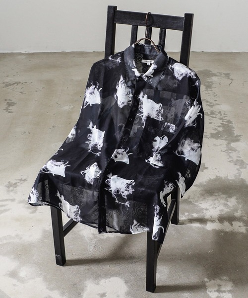 オーガンジー 総柄シャツ オーバーサイズ シアーシャツ 半袖（シャツ/ブラウス）｜Revo.（レボ）