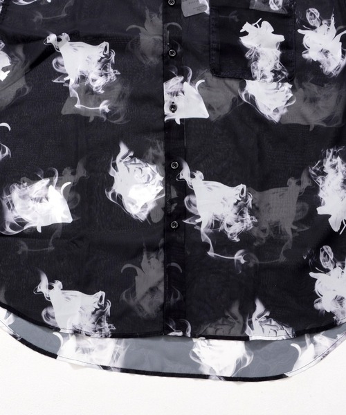 Revo.(レボ)の「オーガンジー 総柄シャツ オーバーサイズ シアーシャツ 半袖(シャツ/ブラウス・メンズ・ホワイト/ホワイト系その他/ブラック×ホワイト/ブラック・M/L)」の10枚目の写真