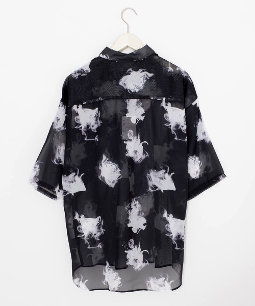 Revo.(レボ)の「オーガンジー 総柄シャツ オーバーサイズ シアーシャツ 半袖(シャツ/ブラウス・メンズ・ホワイト/ホワイト系その他/ブラック×ホワイト/ブラック・M/L)」の14枚目の写真