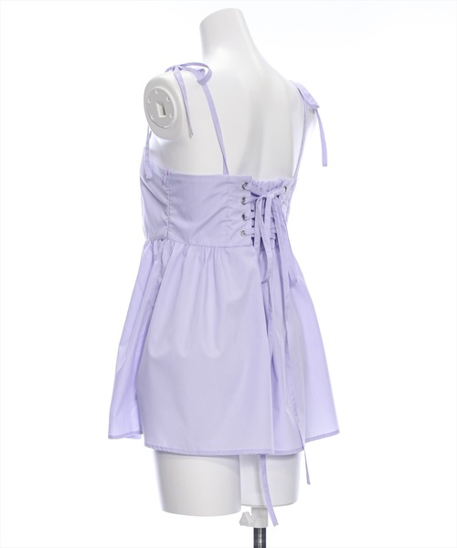 clear（クリア）の「リボンキャミソールビスチェ［着回し抜群 大人 カジュアル］≪再入荷≫（Tシャツ/カットソー・レディース・ラベンダー/オフホワイト/ブラック・F）」の9枚目の写真