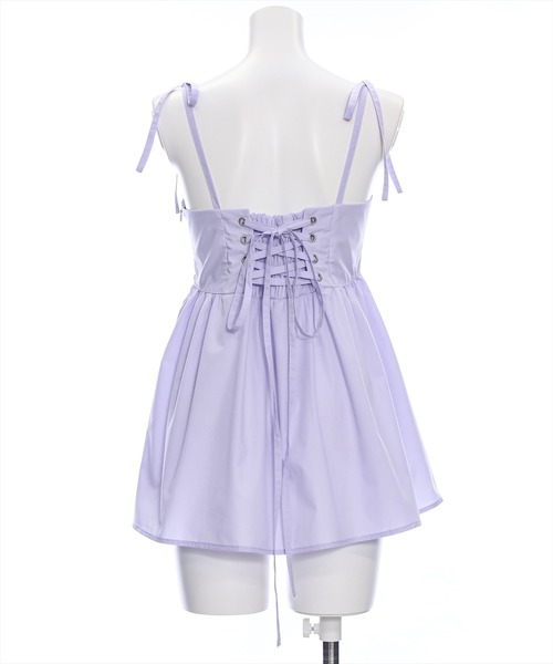 clear（クリア）の「リボンキャミソールビスチェ［着回し抜群 大人 カジュアル］≪再入荷≫（Tシャツ/カットソー・レディース・ラベンダー/オフホワイト/ブラック・F）」の10枚目の写真