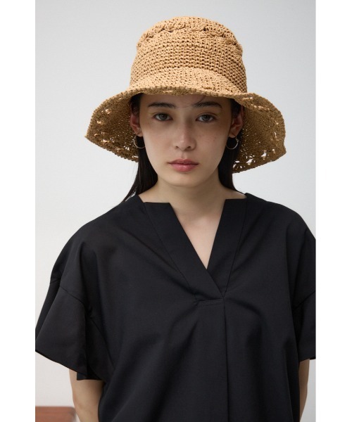 AZUL by moussy（アズールバイマウジー）の「オープンワークニッティングメッシュハット（キャップ・レディース・ブラック/ベージュ・FREE）」の11枚目の写真