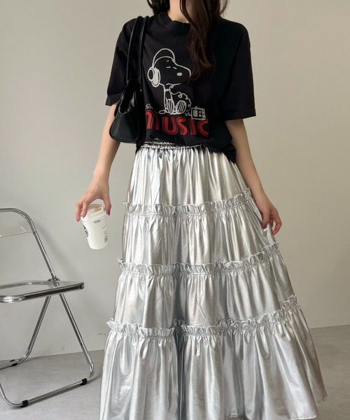 SNOOPY（スヌーピー）の「【PEANUTS/SNOOPY】別注 ピーナッツ スヌーピー 「MUSIC」ヴィンテージ風Tシャツ（Tシャツ/カットソー・レディース・ライトブルー/ブラック/アイボリー・S/M/L/XL）」の19枚目の写真