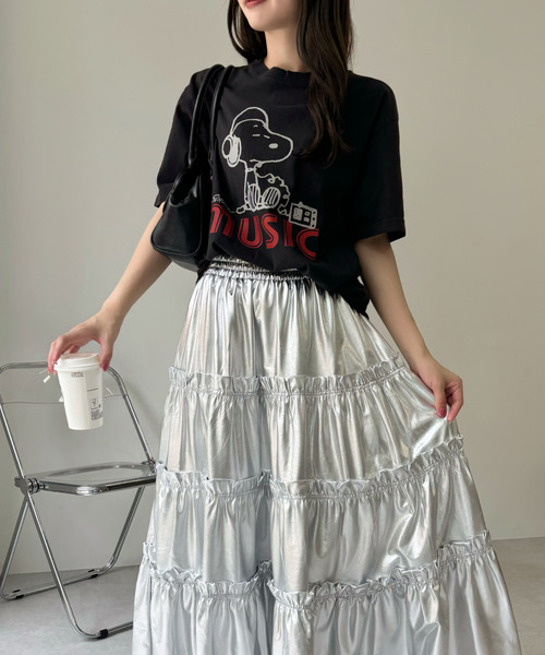 SNOOPY（スヌーピー）の「【PEANUTS/SNOOPY】別注 ピーナッツ スヌーピー 「MUSIC」ヴィンテージ風Tシャツ（Tシャツ/カットソー・レディース・ライトブルー/ブラック/アイボリー・S/M/L/XL）」の20枚目の写真