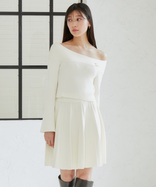 SNIDEL◆ニット・セーター(薄手)/one/--/PNK/無地/SWNT245086 SNIDEL（スナイデル）の「ワンポイントニットプルオーバー