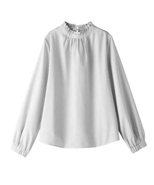 alotta(アロッタ)の「フリル衿ギャザーブラウス(シャツ/ブラウス・レディース・ホワイト/ネイビー/ピンクベージュ/ライトベージュ/ブルー/グレー系その他/ブルー系その他・LL/3L/M/L)」の19枚目の写真