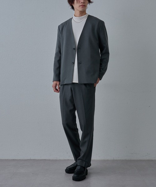 COLONY 2139（コロニートゥーワンスリーナイン）の「ウォッシャブルケアノーカラージャケット（ノーカラージャケット・メンズ・グレー/ブラック・LARGE/MEDIUM）」の18枚目の写真