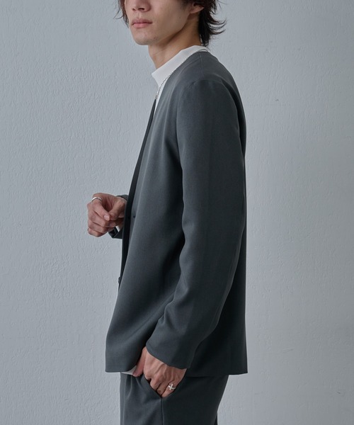 COLONY 2139（コロニートゥーワンスリーナイン）の「ウォッシャブルケアノーカラージャケット（ノーカラージャケット・メンズ・グレー/ブラック・LARGE/MEDIUM）」の8枚目の写真