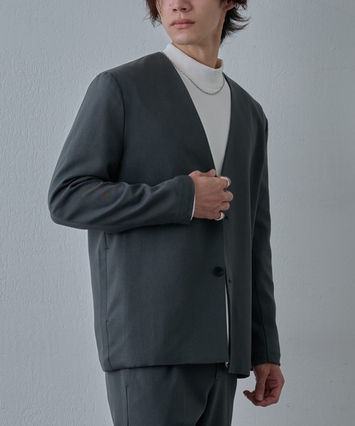 COLONY 2139（コロニートゥーワンスリーナイン）の「ウォッシャブルケアノーカラージャケット（ノーカラージャケット・メンズ・グレー/ブラック・LARGE/MEDIUM）」の10枚目の写真