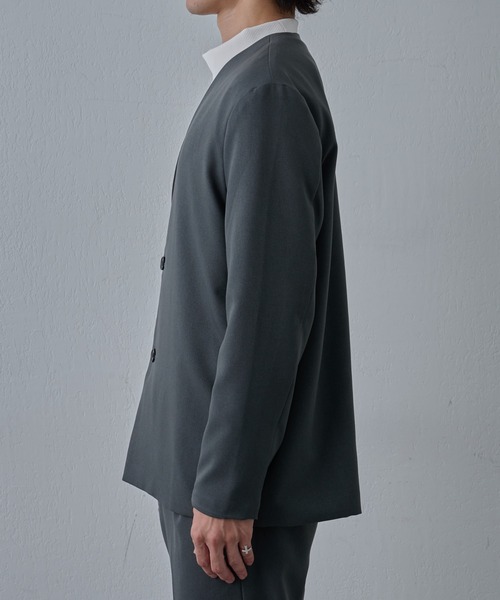 COLONY 2139（コロニートゥーワンスリーナイン）の「ウォッシャブルケアノーカラージャケット（ノーカラージャケット・メンズ・グレー/ブラック・LARGE/MEDIUM）」の20枚目の写真