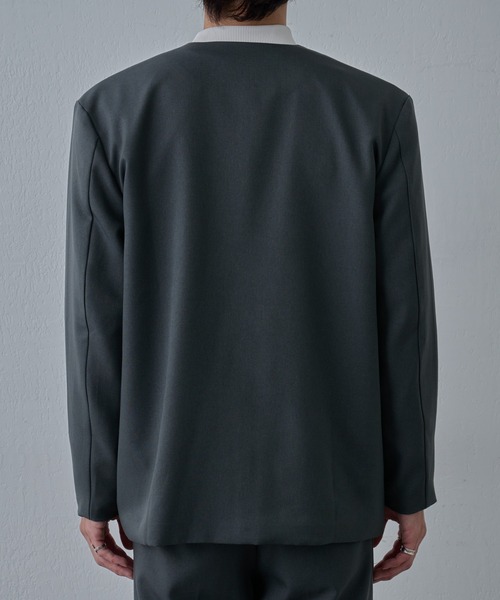 COLONY 2139（コロニートゥーワンスリーナイン）の「ウォッシャブルケアノーカラージャケット（ノーカラージャケット・メンズ・グレー/ブラック・LARGE/MEDIUM）」の21枚目の写真