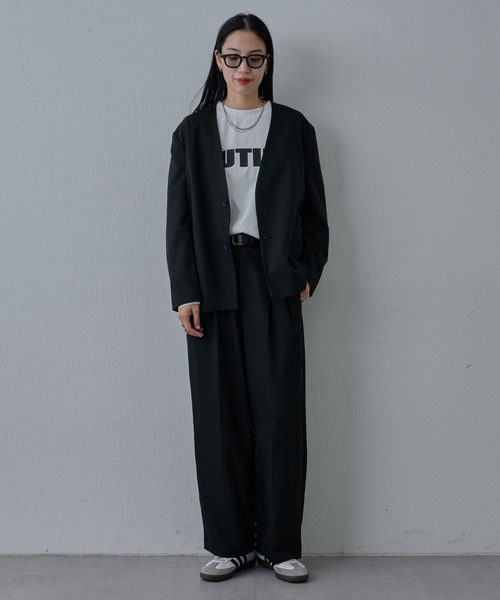 COLONY 2139（コロニートゥーワンスリーナイン）の「ウォッシャブルケアノーカラージャケット（ノーカラージャケット・メンズ・グレー/ブラック・LARGE/MEDIUM）」の14枚目の写真