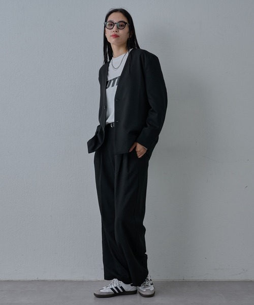 COLONY 2139（コロニートゥーワンスリーナイン）の「ウォッシャブルケアノーカラージャケット（ノーカラージャケット・メンズ・グレー/ブラック・LARGE/MEDIUM）」の11枚目の写真