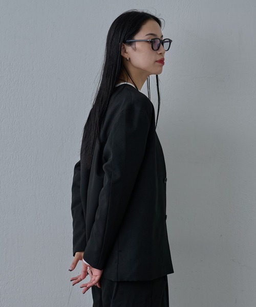 COLONY 2139（コロニートゥーワンスリーナイン）の「ウォッシャブルケアノーカラージャケット（ノーカラージャケット・メンズ・グレー/ブラック・LARGE/MEDIUM）」の4枚目の写真