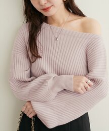 もちもちワイドリブぽわ袖ニット