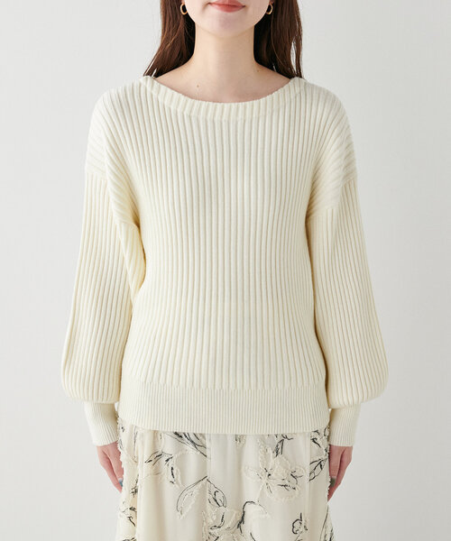 セール】もちもちワイドリブぽわ袖ニット（ニット/セーター）｜natural
