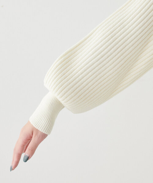 セール】もちもちワイドリブぽわ袖ニット（ニット/セーター）｜natural