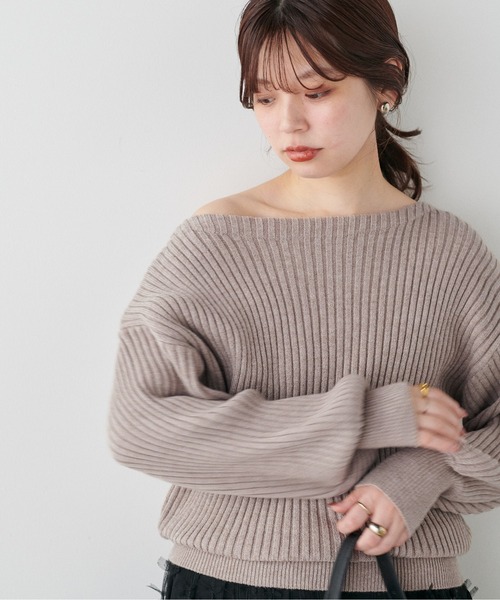 natural couture（ナチュラルクチュール）の「もちもちワイドリブぽわ袖ニット（ニット/セーター・レディース・グレー/ブラック/アイボリー/ボルドー/グリーン/モカ/ラベンダー・FREE）」の20枚目の写真