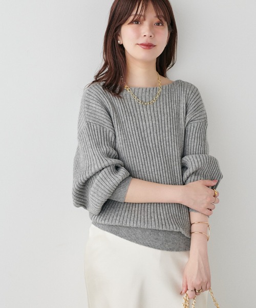 セール】もちもちワイドリブぽわ袖ニット（ニット/セーター）｜natural