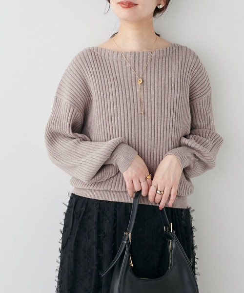 natural couture（ナチュラルクチュール）の「もちもちワイドリブぽわ袖ニット（ニット/セーター・レディース・グレー/ブラック/アイボリー/ボルドー/グリーン/モカ/ラベンダー・FREE）」の21枚目の写真