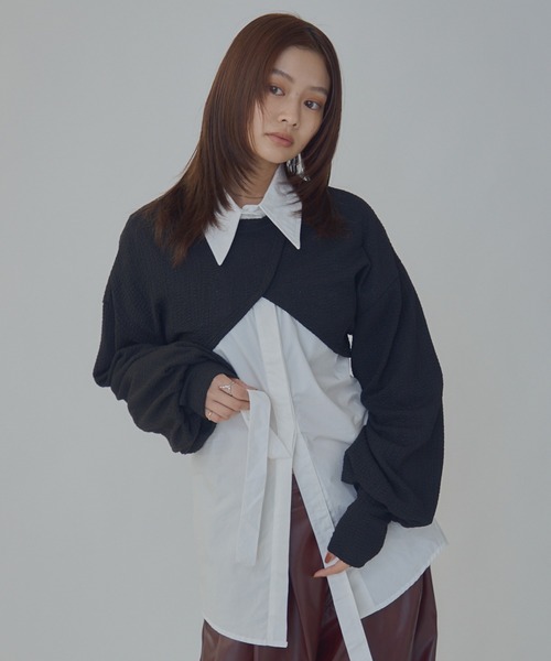 bita.(ビタ)の「JQショート2wayトップス(Tシャツ/カットソー・レディース・ブラック/ホワイト・FREE)」の2枚目の写真