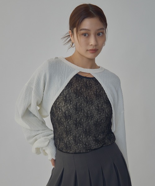 bita.(ビタ)の「JQショート2wayトップス(Tシャツ/カットソー・レディース・ブラック/ホワイト・FREE)」の7枚目の写真