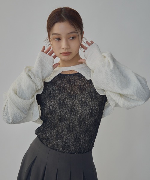 bita.(ビタ)の「JQショート2wayトップス(Tシャツ/カットソー・レディース・ブラック/ホワイト・FREE)」の8枚目の写真