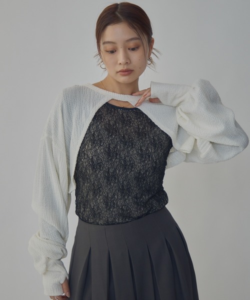 bita.(ビタ)の「JQショート2wayトップス(Tシャツ/カットソー・レディース・ブラック/ホワイト・FREE)」の9枚目の写真
