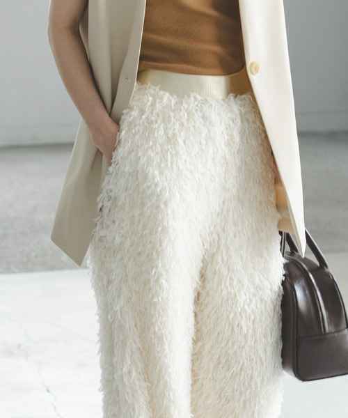 Noble（ノーブル）の「フェザーヤーンイージーパンツ（スラックス・レディース・ホワイト/ブラック・36/38）」の7枚目の写真