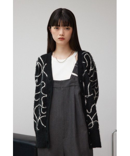 AZUL by moussy(アズールバイマウジー)の「ライン柄ニットカーディガン(カーディガン/ボレロ・レディース・ブラック系その他/グリーン系その他/グレー系その他・FREE)」の4枚目の写真