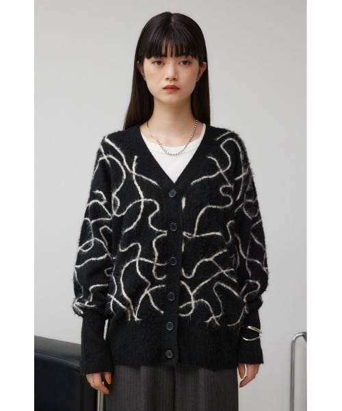 AZUL by moussy(アズールバイマウジー)の「ライン柄ニットカーディガン(カーディガン/ボレロ・レディース・ブラック系その他/グリーン系その他/グレー系その他・FREE)」の7枚目の写真