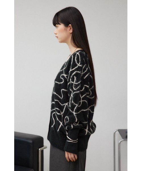 AZUL by moussy(アズールバイマウジー)の「ライン柄ニットカーディガン(カーディガン/ボレロ・レディース・ブラック系その他/グリーン系その他/グレー系その他・FREE)」の8枚目の写真