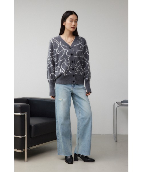 AZUL by moussy(アズールバイマウジー)の「ライン柄ニットカーディガン(カーディガン/ボレロ・レディース・ブラック系その他/グリーン系その他/グレー系その他・FREE)」の19枚目の写真