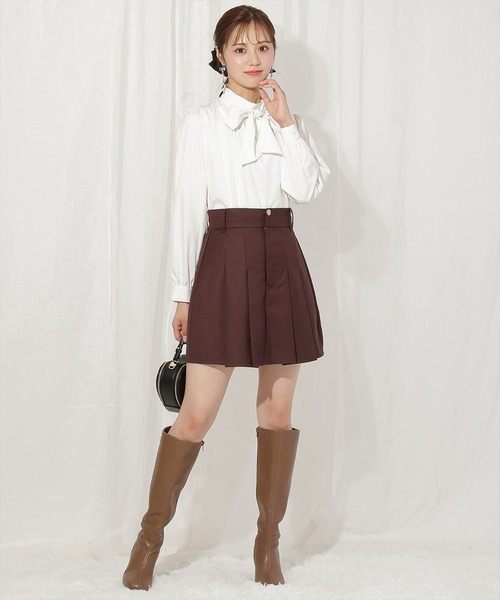 WILLSELECTION（ウィルセレクション）の「ダブルウエストプリーツスカショーパン（スカート・レディース・グレー/ブラック/ダークブラウン・FREE）」の3枚目の写真